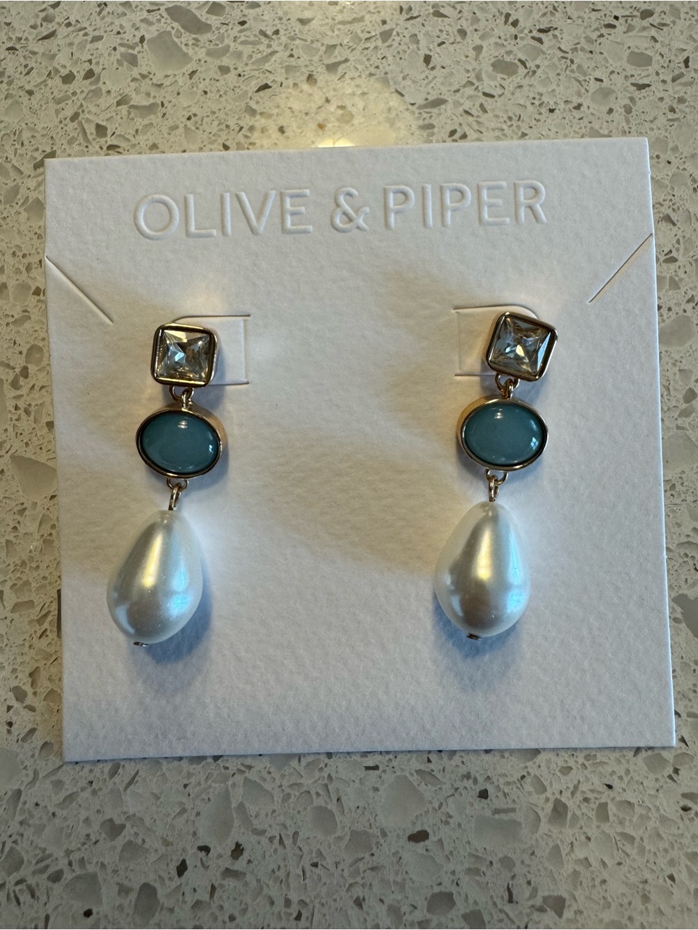 Blue Teardrop Pearl Drop Earrings